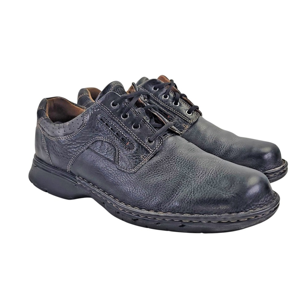 Clarks Unstructured Un.Ravel Men's Black Leather Lace Up Oxfords‎ Shoe Sz 11.5 W